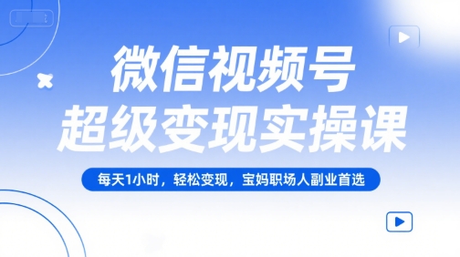 微信视频号超级变现实操课，每天1小时，轻松变现，宝妈职场人副业首选-云享网创
