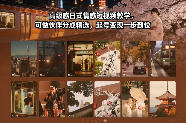 高级感日式情感短视频教学，可做伙伴分成精选，起号变现一步到位-云享网创