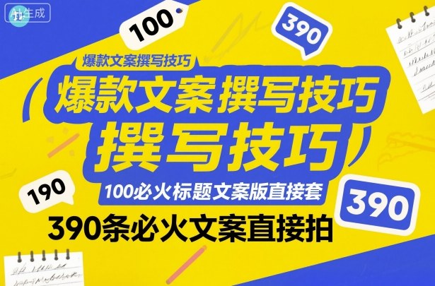 爆款文案撰写技巧，100个必火标题文案模版直接套，390条必火文案直接拍-云享网创