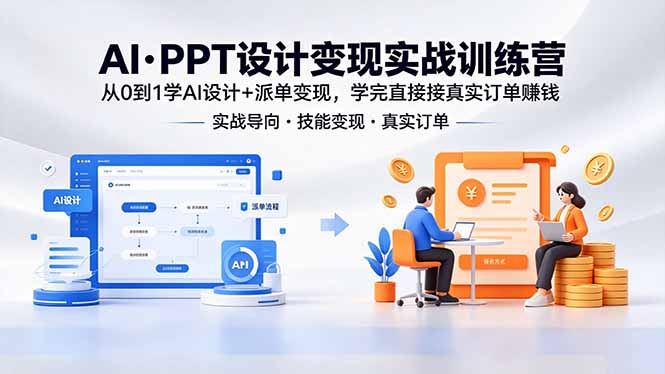 AI·PPT设计变现实战训练营，从0到1学AI设计+派单变现，学完直接接真实订单赚钱-云享网创