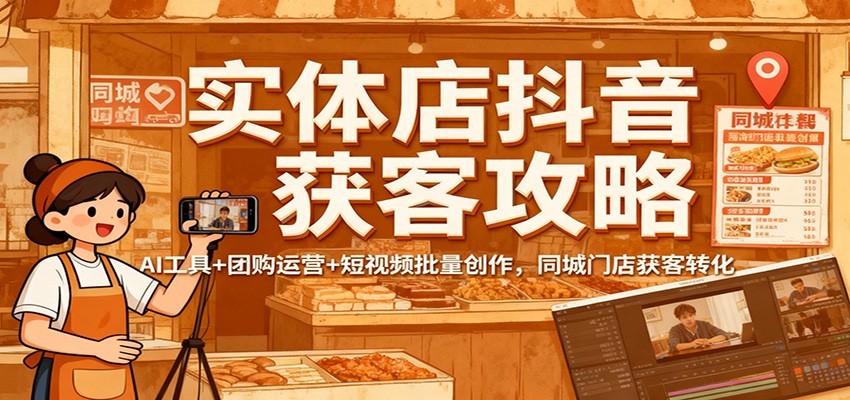 实体店抖音获客攻略：AI工具+团购运营+短视频批量创作，同城门店获客转化-云享网创