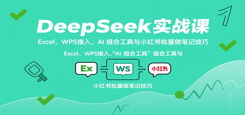 DeepSeek实战课：Excel、WPS接入、AI 组合工具与小红书批量做笔记技巧-云享网创