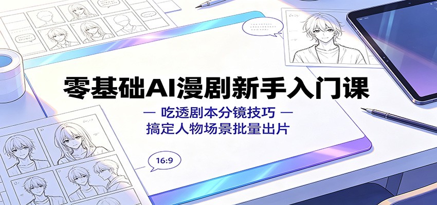 零基础AI漫剧新手入门课:吃透剧本分镜技巧,搞定人物场景批量出片-云享网创