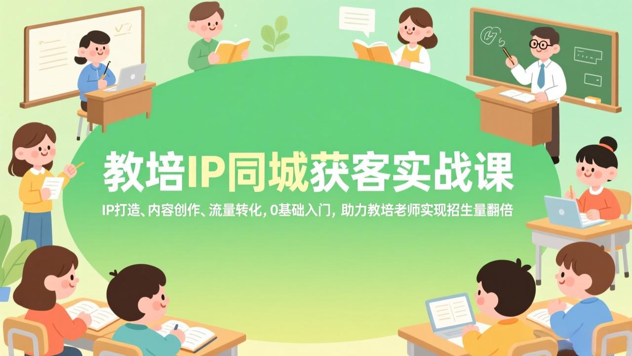 教培IP同城获客实战课，IP打造、内容创作、流量转化，0基础入门，助力教培老师实现招生量翻倍-云享网创