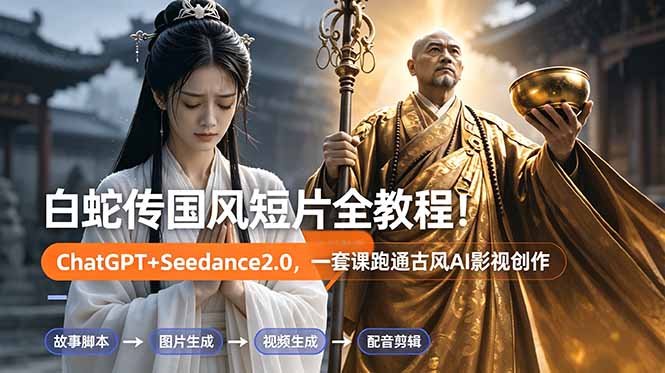 白蛇传-国风短片全教程！ChatGPT+Seedance2.0，一套课跑通古风AI影视创作-云享网创