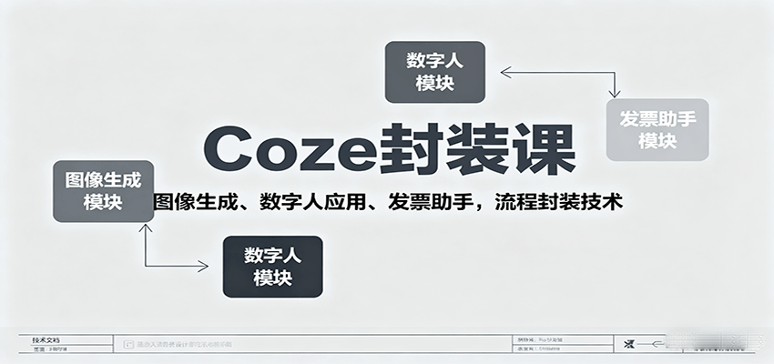 Coze封装课，图像生成、数字人应用、发票助手，流程封装技术-云享网创
