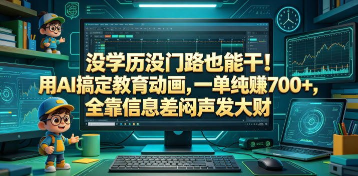 没学历没门路也能干！用AI搞定教育动画，一单纯賺700+，全靠信息差闷声发大财【揭秘】-云享网创