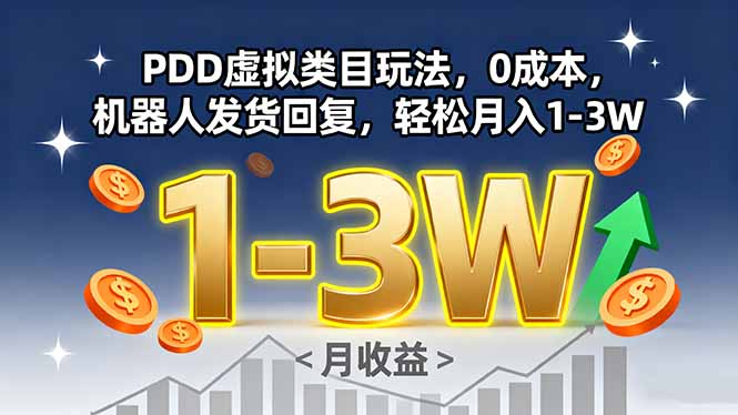 PDD虚拟类目玩法，0成本，机器人发货回复，轻松月入1-3W-云享网创