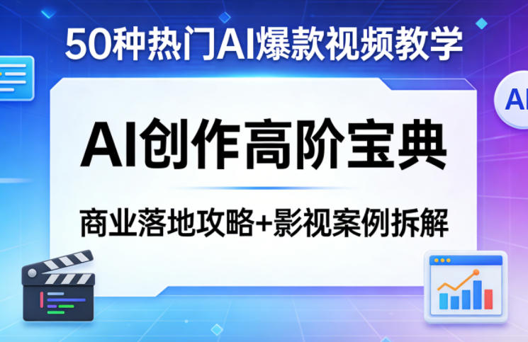 50种热门AI爆款视频教学,AI创作高阶宝典,商业落地攻略+影视案例拆解-云享网创
