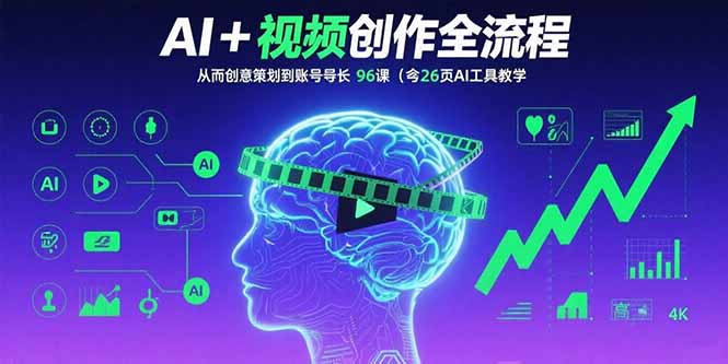 AI+短视频创作全流程：从创意策划到账号增长，96节课(含26项AI工具教学-云享网创