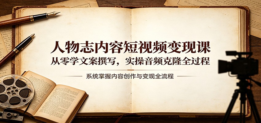 人物志内容短视频变现课：从零学文案撰写，实操音频克隆全过程-云享网创