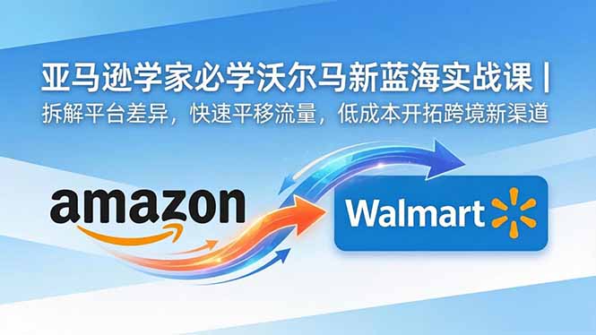 亚马逊卖家必学沃尔玛新蓝海实战课｜拆解平台差异，快速平移流量，低成本开拓跨境新渠道-云享网创