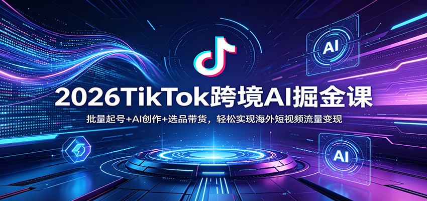 2026TikTok跨境AI掘金课：批量起号+AI创作+选品带货，轻松实现海外短视频流量变现-云享网创