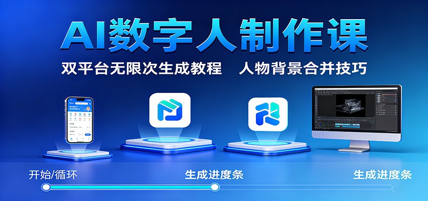 AI数字人制作课:双平台无限次生成教程,人物背景合并技巧-云享网创