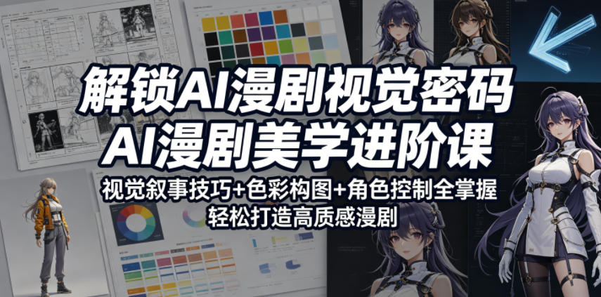 解锁AI漫剧视觉密码，AI漫剧美学进阶课，视觉叙事技巧+色彩构图+角色控制全掌握，轻松打造高质感漫剧-云享网创