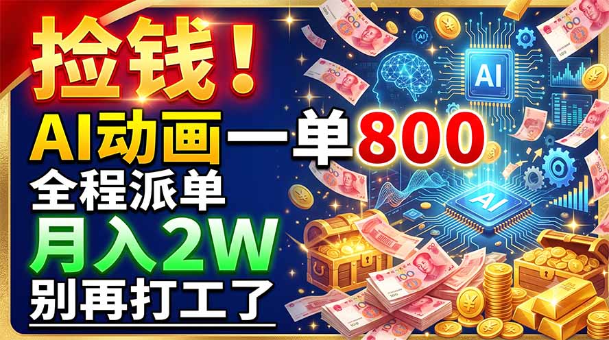 捡钱！AI动画一单800，全程派单，月入2W，别再打工了-云享网创