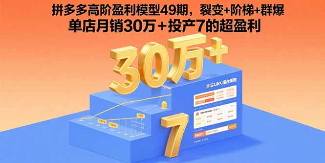 拼多多高阶盈利模型49期，裂变+阶梯+群爆 单店月销30万+投产7的超盈利-云享网创