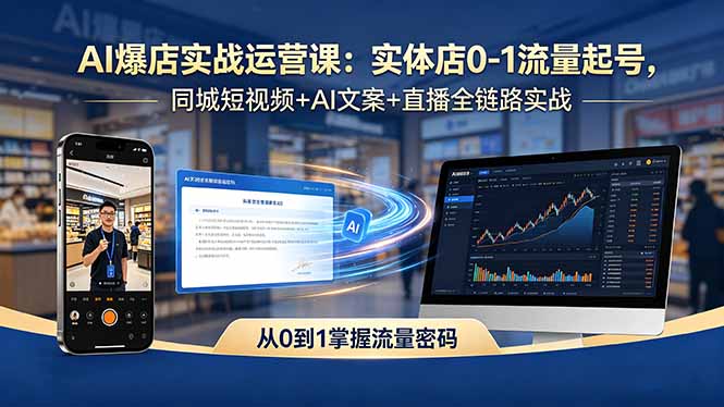 AI爆店实战运营课：实体店0-1流量起号，同城短视频+AI文案+直播全链路实战-云享网创