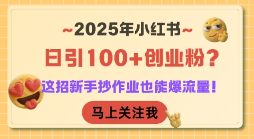 2025年小红书日引100+创业粉？这招新手抄作业也能爆流量！-云享网创