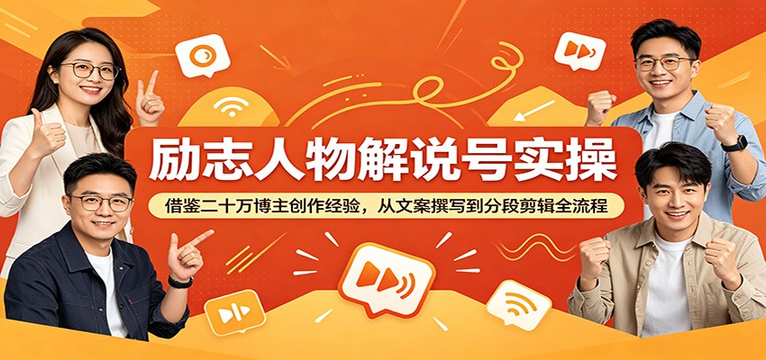励志人物解说号实操：借鉴二十万博主创作经验，从文案撰写到分段剪辑全流程-云享网创