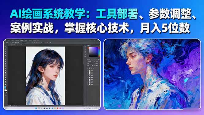 AI绘画系统教学:工具部署+参数调整+案例实战+核心技术,月入5位数-61节课-云享网创
