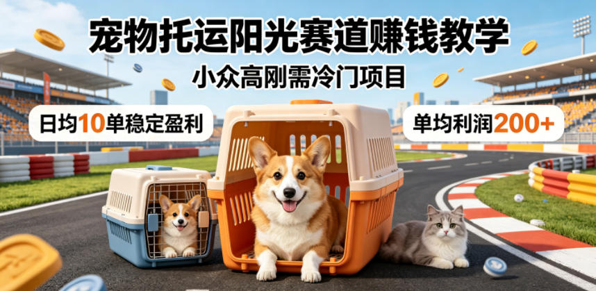 宠物托运阳光赛道賺钱教学，小众高刚需冷门项目，日均10单稳定盈利，单均利润200+-云享网创