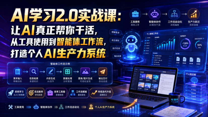 AI学习2.0实战课：让AI真正帮你干活，从工具使用到智能体工作流，打造个人AI生产力系统-云享网创
