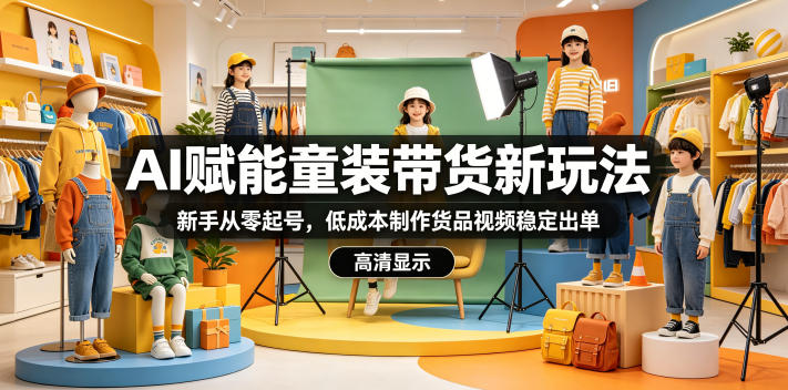 AI赋能童装带货新玩法，新手从零起号，低成本制作货品视频稳定出单-云享网创