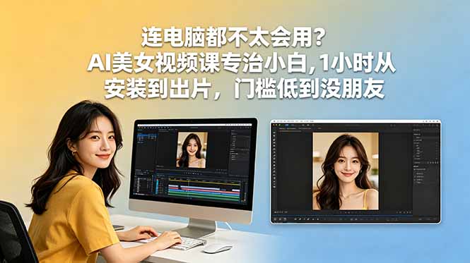 连电脑都不太会用？AI美女视频课专治小白，1小时从安装到出片，门槛低到没朋友-云享网创