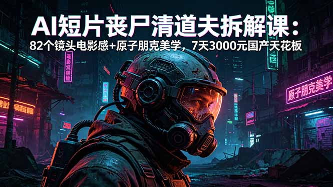 AI短片《丧尸清道夫》拆解课：82个镜头电影感+原子朋克美学，7天3000元国产天花板-云享网创
