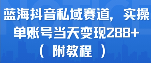 蓝海抖音私域赛道，实操单账号当天变现288+(附教程)-云享网创
