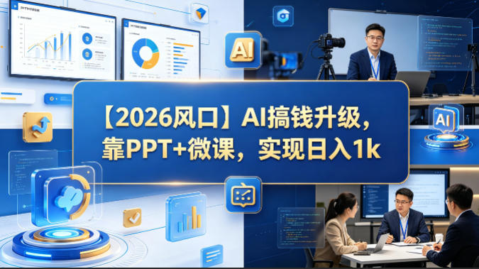 【2026风口】AI搞钱升级，靠PPT+微课，实现日入1k-云享网创