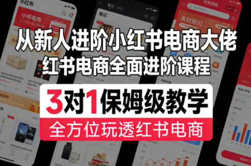 从新人进阶小红书电商大佬，红书电商全面进阶课程，3对1保姆级教学，全方位玩透红书电商-云享网创